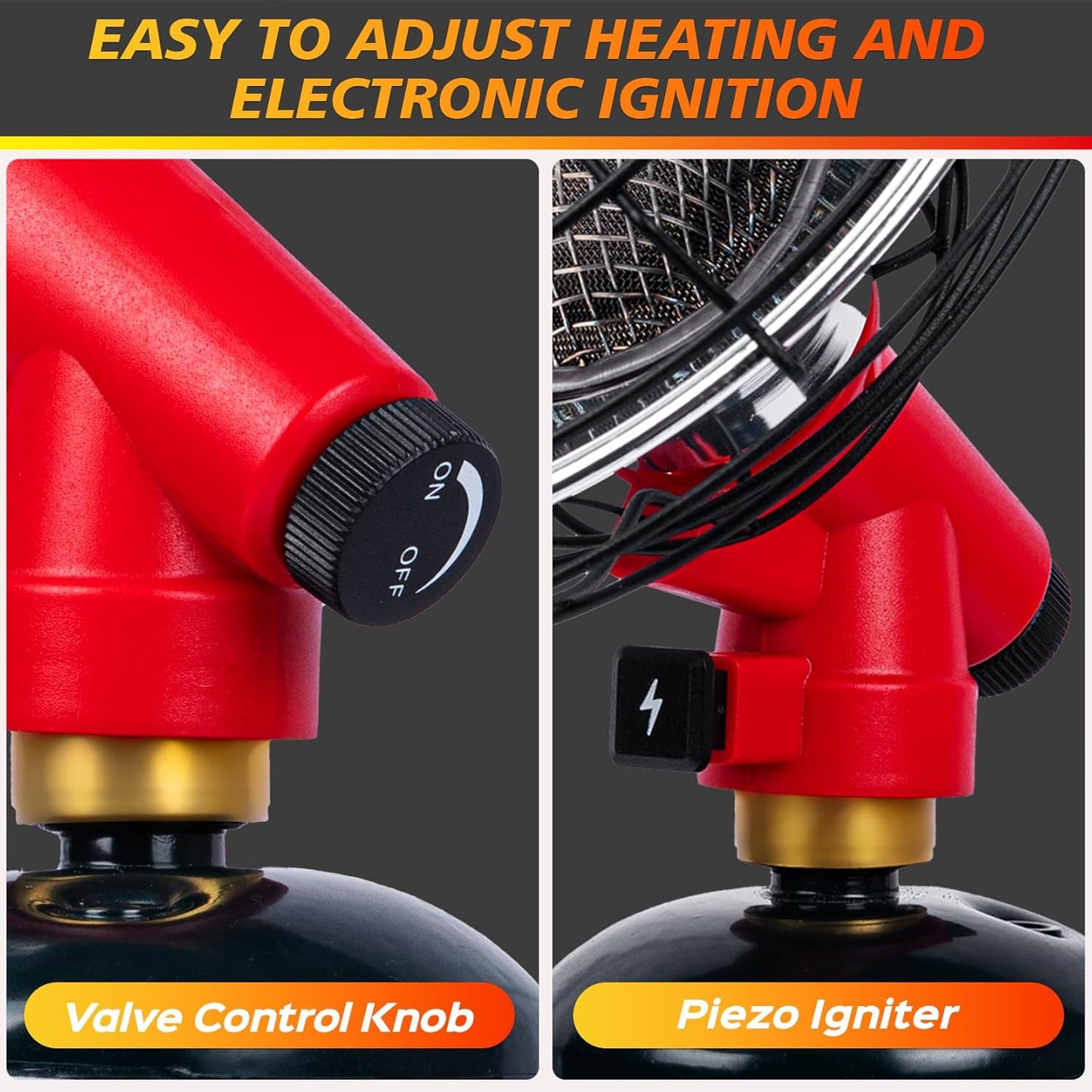 Golf Cart Heater, Propane Heater 6500-BTU, 2 in 1 Portable Propane Heater for Golf and Camping, Golf Cart Accessories Winter Heating Helpers（1LB Propane Tank is Not Included）