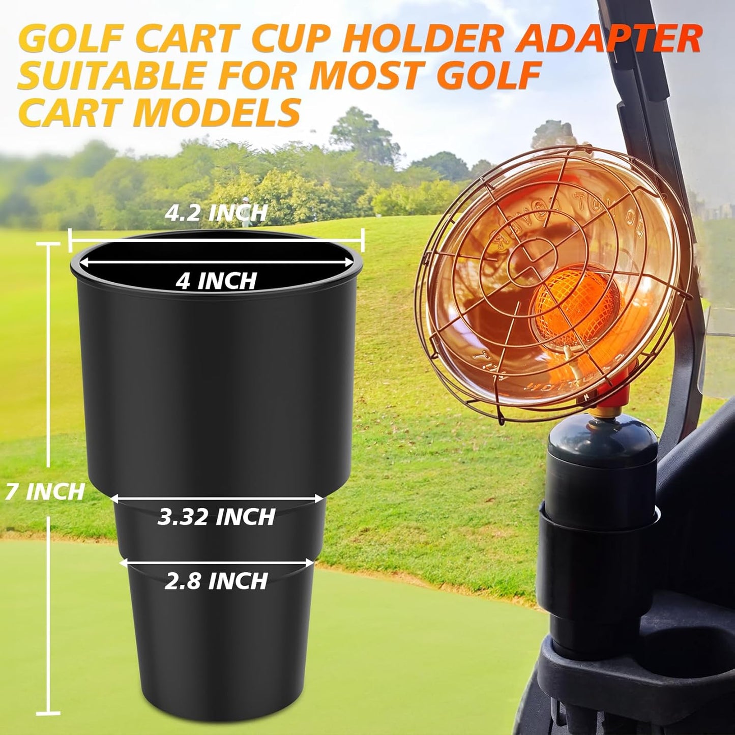 Golf Cart Heater, Propane Heater 6500-BTU, 2 in 1 Portable Propane Heater for Golf and Camping, Golf Cart Accessories Winter Heating Helpers（1LB Propane Tank is Not Included）